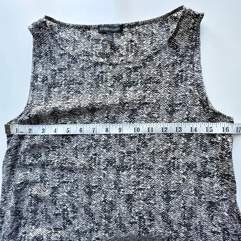 Eileen Fisher Silk Crepe De Chine Roadster Print Sleeveless Shift Dress XS - Image 7