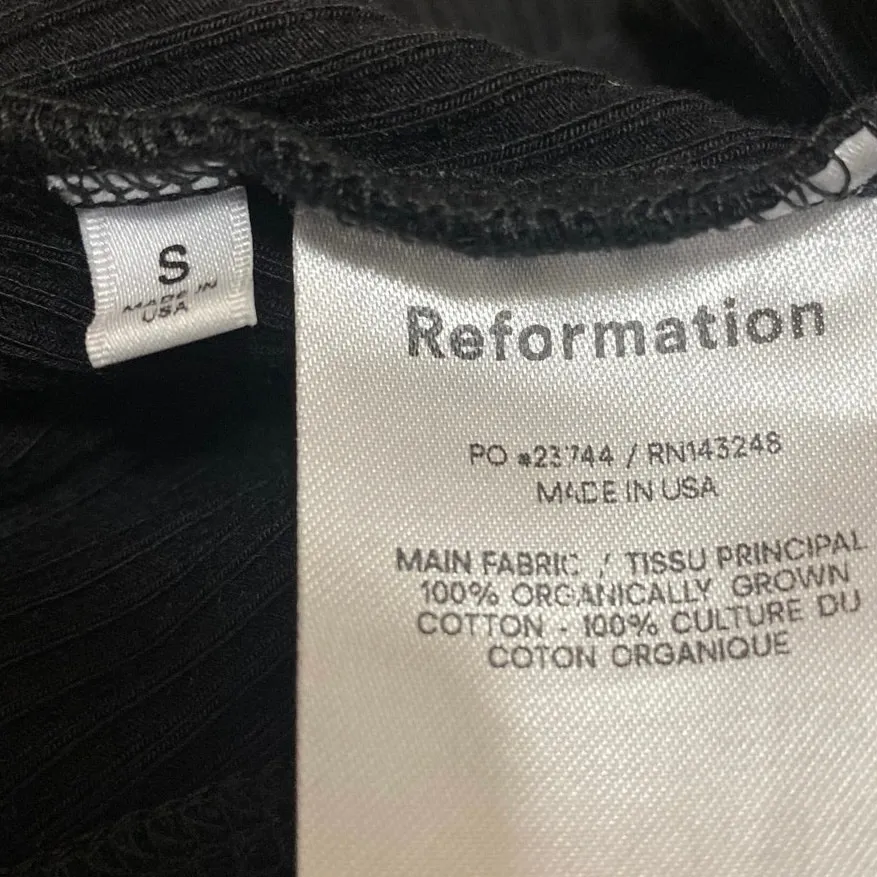 Reformation Crystal Black Ribbed Sleeveless Cami Camisole Bodysuit Tank Top Sz S - Image 5