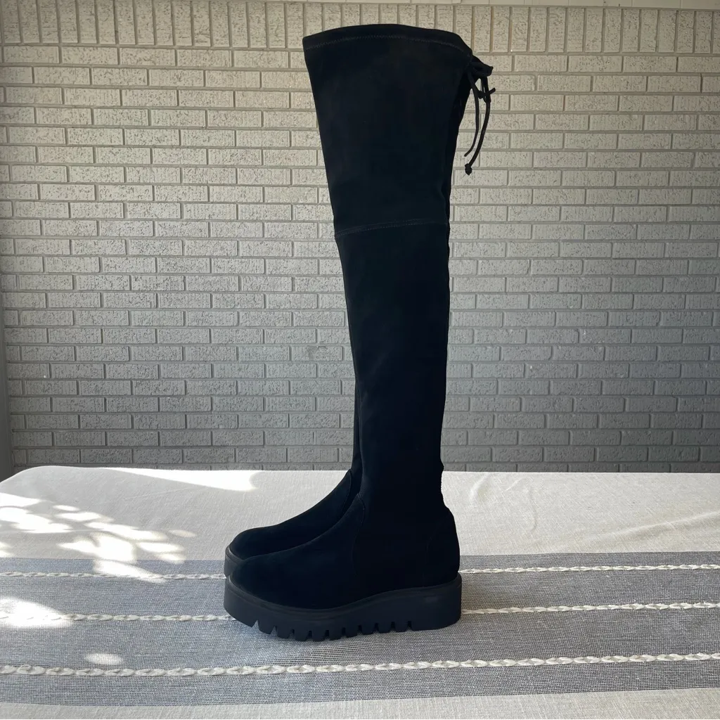 Stuart Weitzman Boots Chalet City Lug Sole Over The Knee Boots Size 8 Black - Image 4