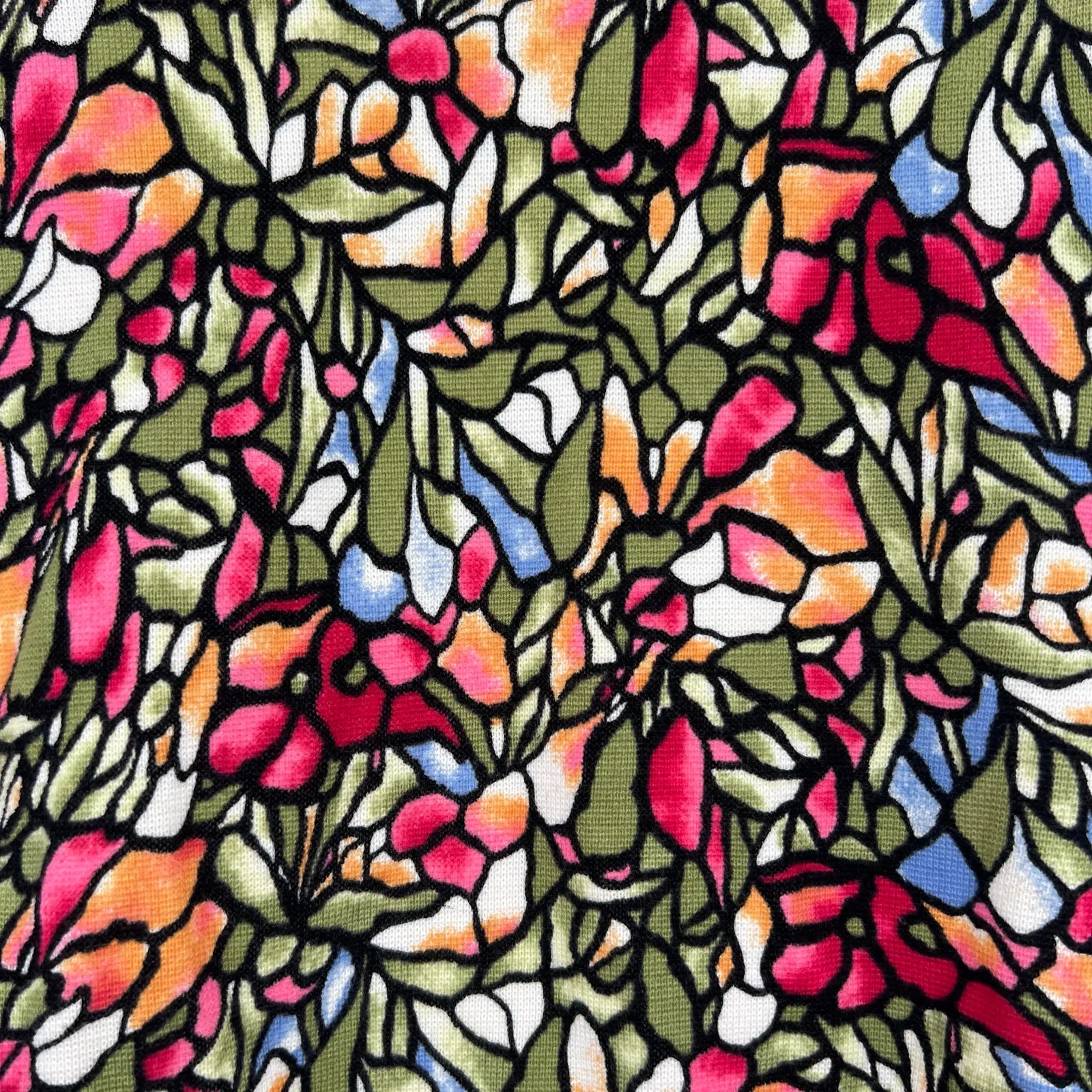 Vintage Talbots Cardigan Stained Glass Mosaic Floral Pattern Zip Front sz medium - Image 2