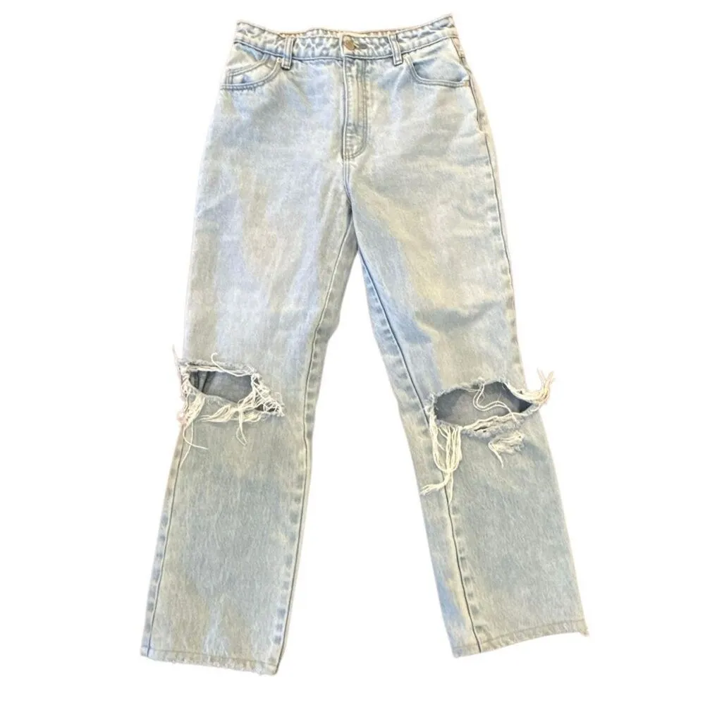 Rolla’s the original ultra high rise straight jeans distressed knee 27 Blue - Image 3