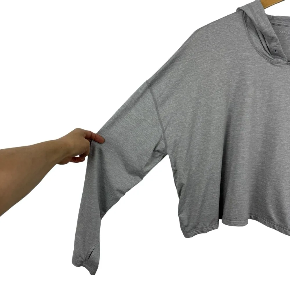 Athleta Uptempo Short Hoodie in Norwegian Grey Size Medium Boxy Gym Workout - Image 6