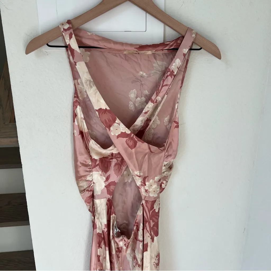 NWT Reformation Casette Maxi Silk Dress in Bellini Pink Floral - Image 7