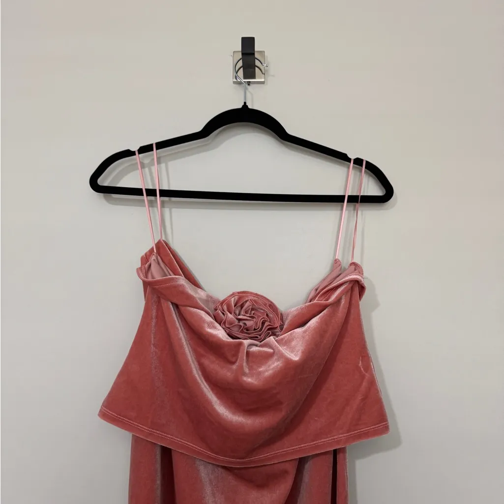 Reformation Adalynn Knit Velvet Two Piece Skirt Set Size Large Rose Top - Image 7