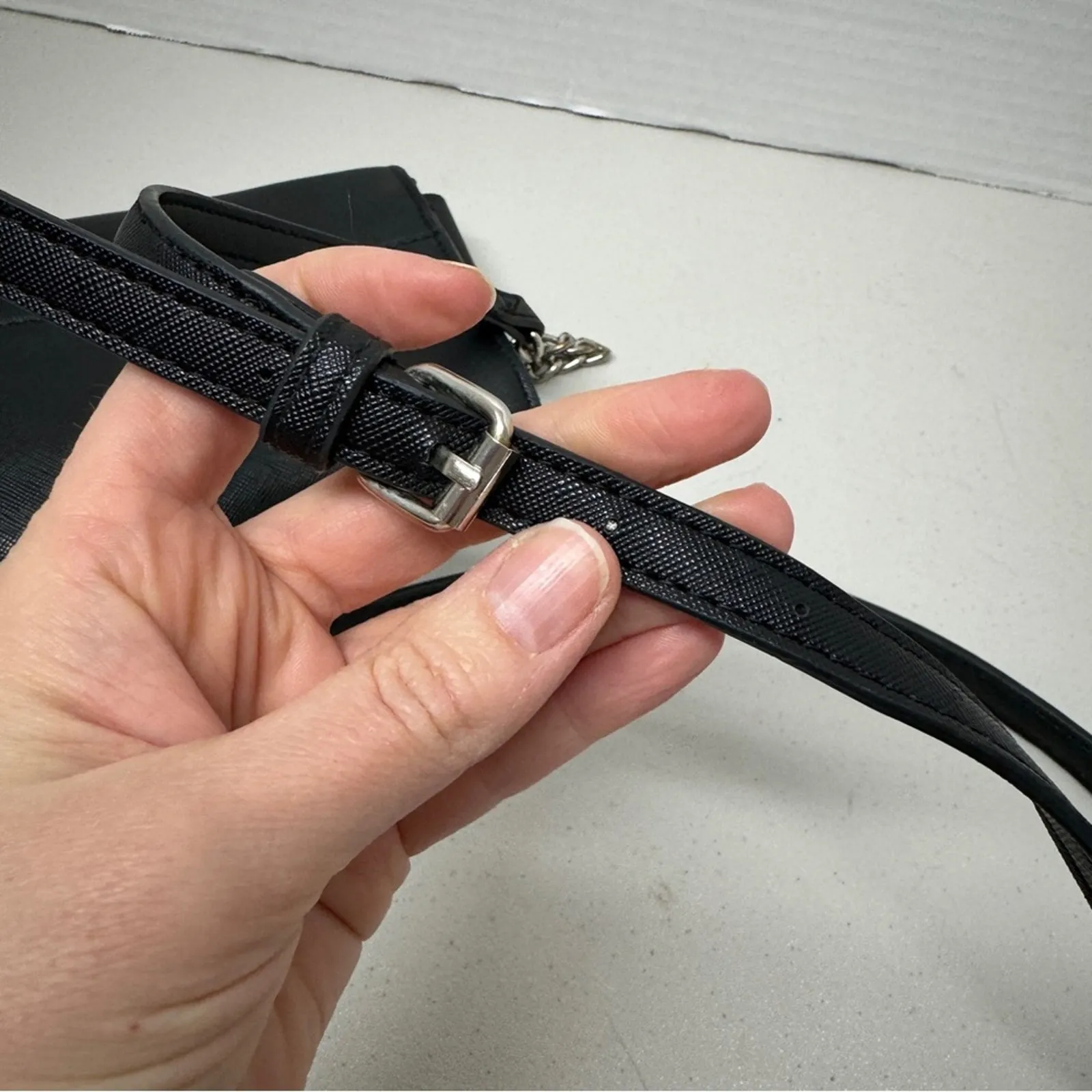 Steve Madden Black Faux Leather Crossbody Handbag Purse Bag Chain Strap Preppy - Image 8