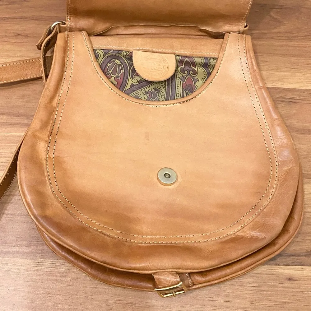 EL VAQUERO Pink Label Brown Leather Studded Handcrafted Saddle Crossbody Bag - Image 11