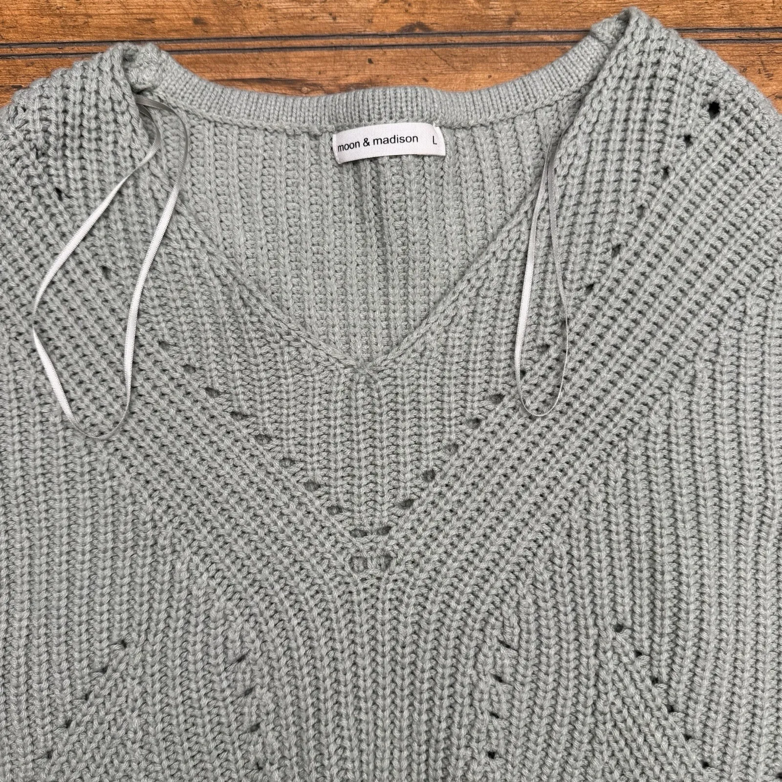 Moon & Madison Green Slouchy Cropped‎ Sweater Large ANTHROPOLOGIE - Image 2