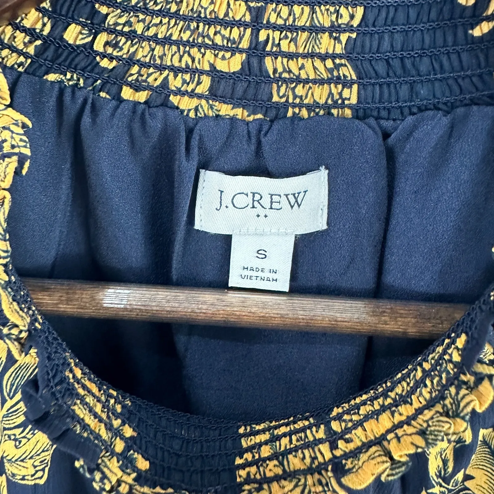 J.Crew Blouse Womens‎ Small Navy Floral Boho Statement Chic Preppy Soft Glam Art - Image 3