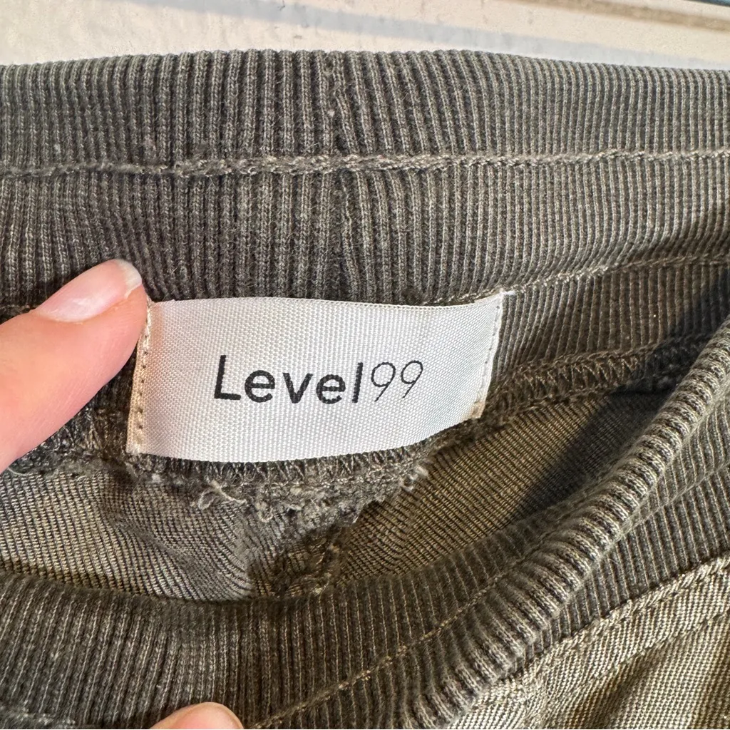 Anthropologie Level 99 Green Linen Cargo Jogger Pants Women’s M Casual Fall - Image 3