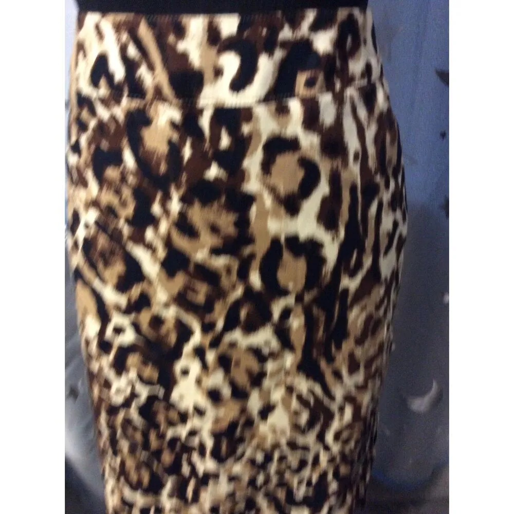 Animal Print Stretch A Line Skirt Womens Size 10 VNC Lined - Image 2