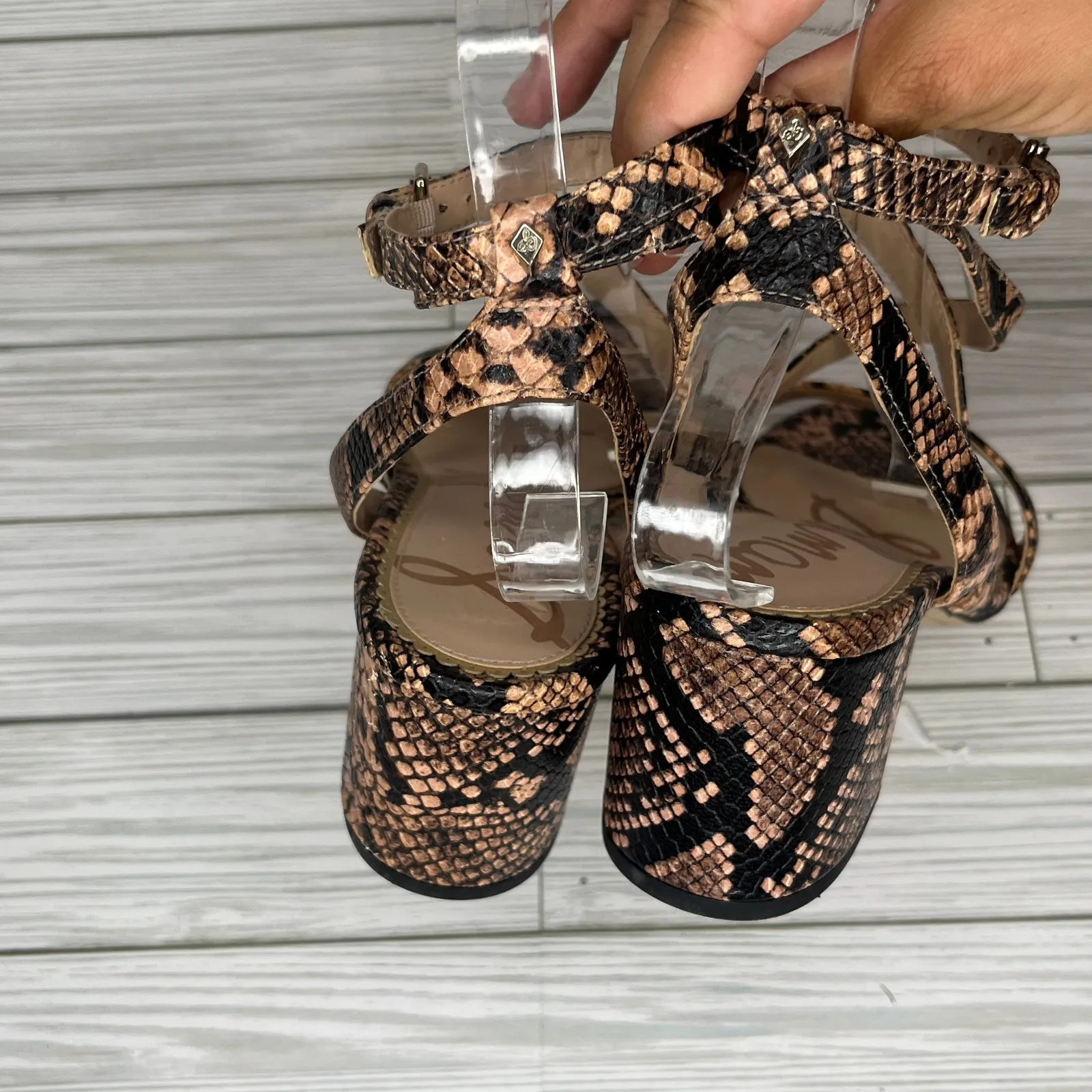 Sam Edelman Women's Snake Print Sammy Block Heel Strappy Sandals Size 8.5 - Image 4