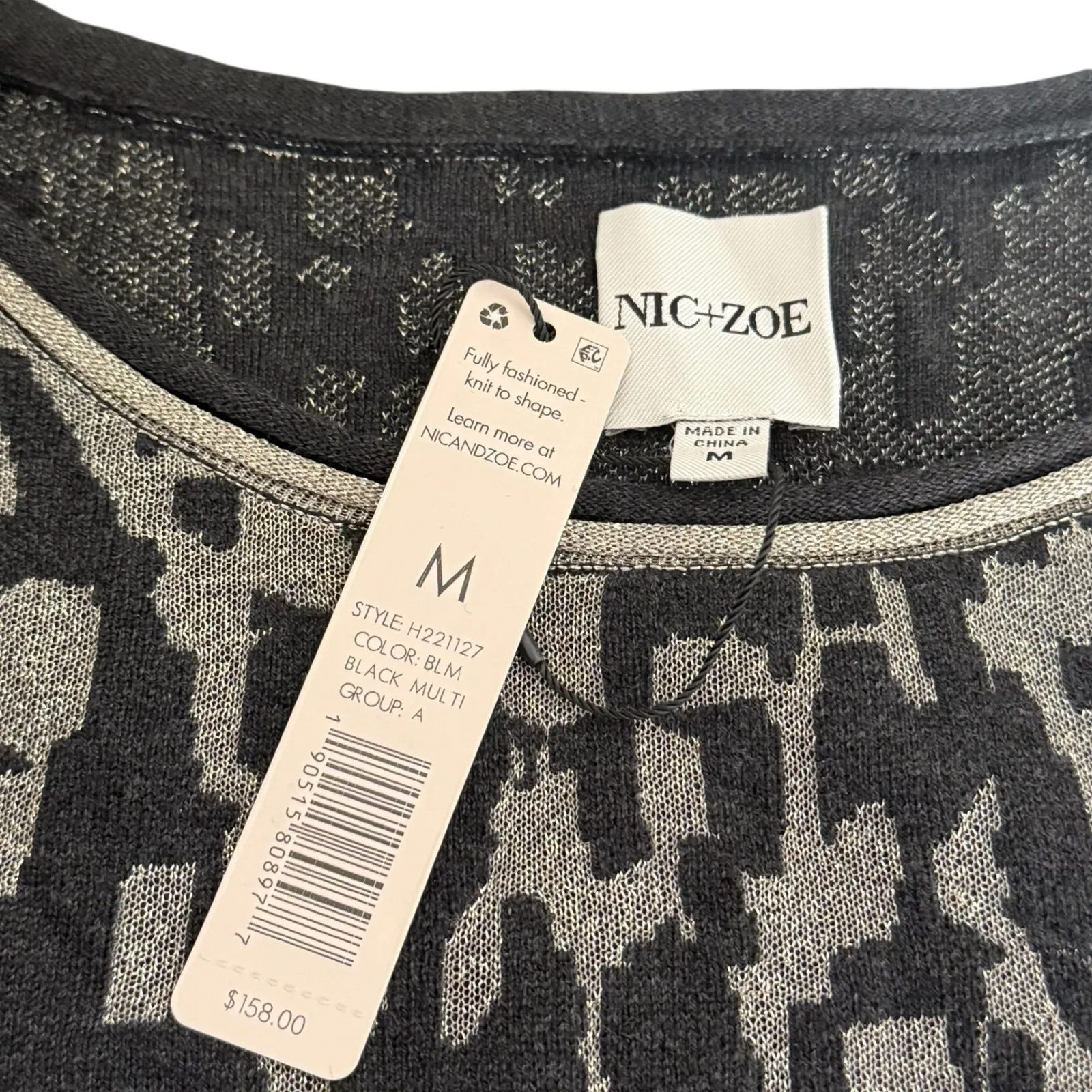 NIC+ZOE Twilight Shimmer Knit Top Size M Sweater Metallic Long‎ Sleeve NEW - Image 3