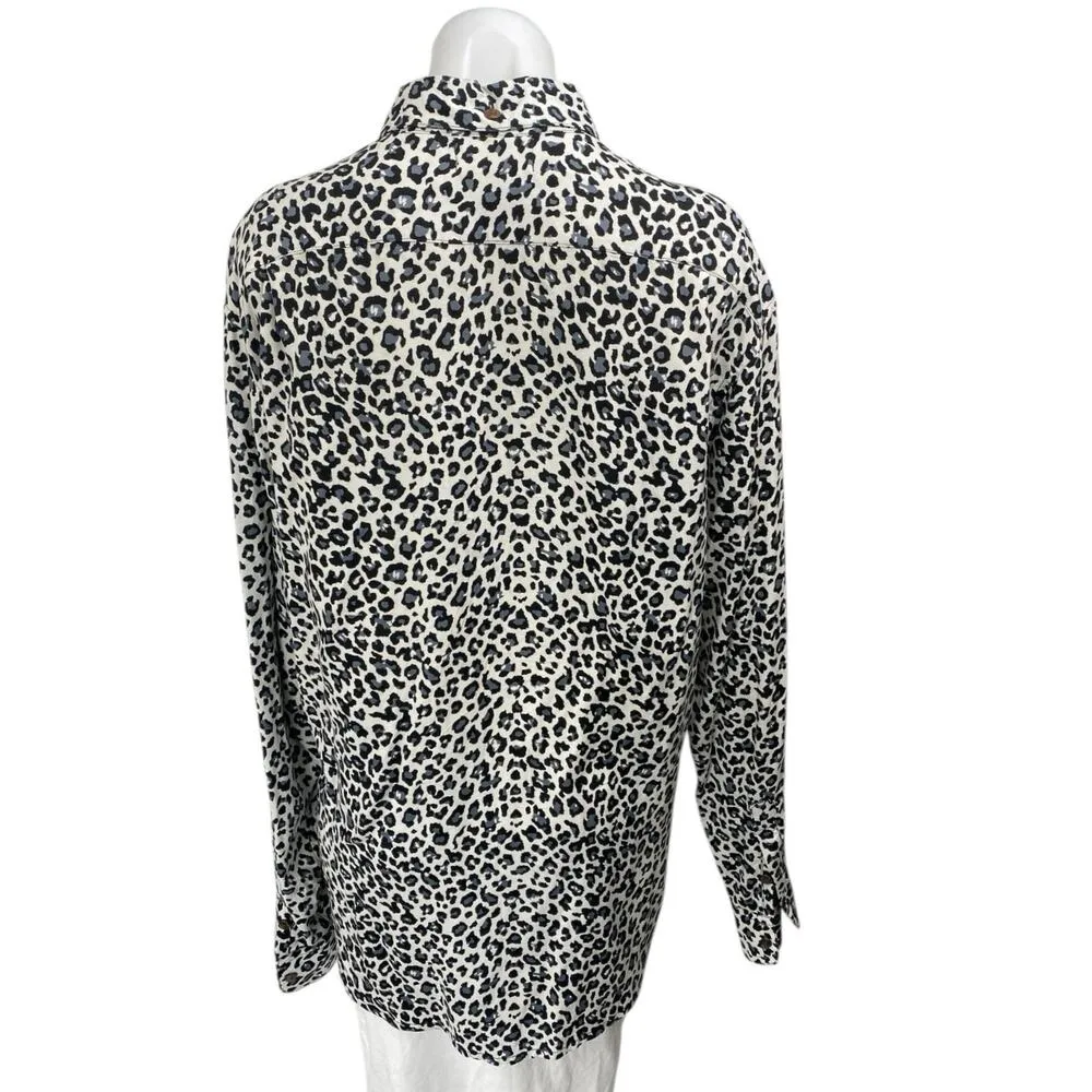 Kenny Flowers Black White Leopard Animal Print Long Sleeve Button Up Shirt Top L Size L - Image 2