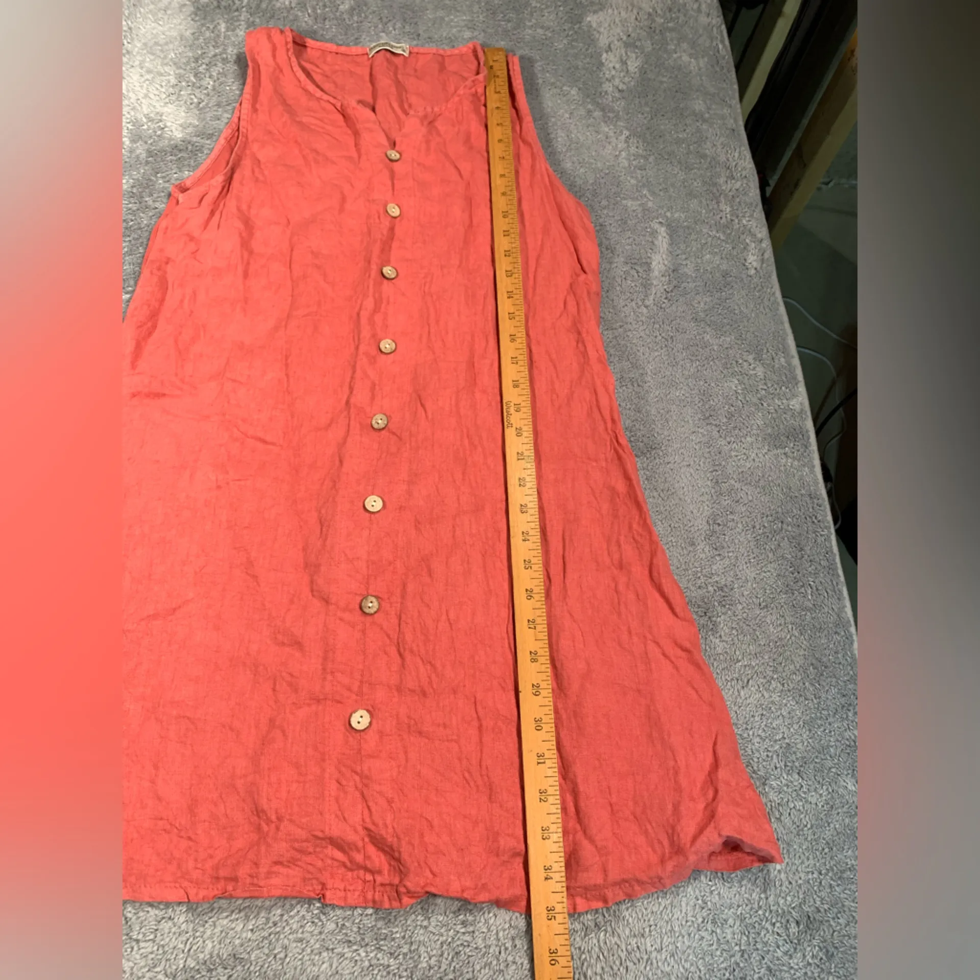 Terzo millennio linen Sleeveless Coral Button - Image 7