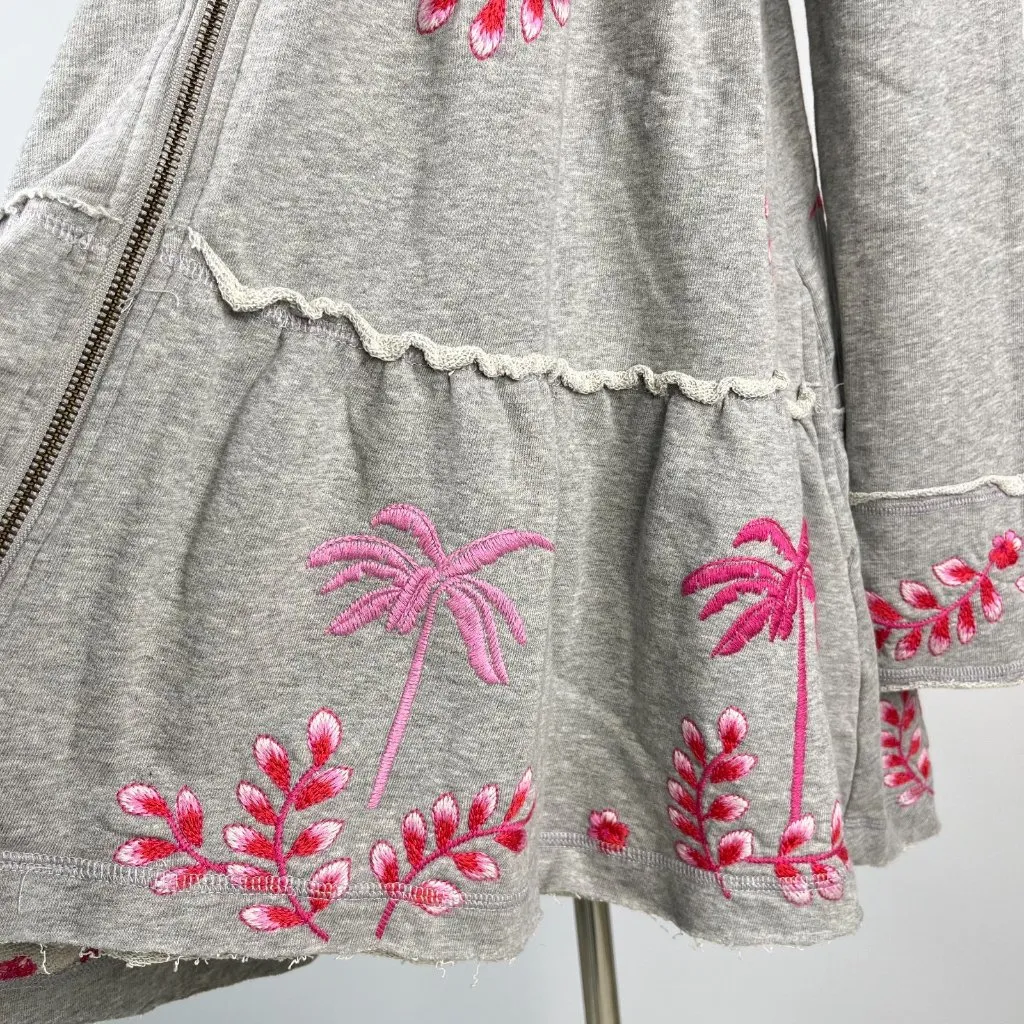 NWOT Johnny Was Cassia Floral Embroidered Full Zip Tiered Hoodie Sweatshirt XS - Image 5