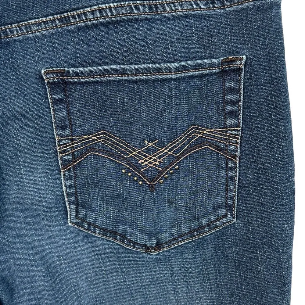 Lee Womens SZ 14S SHORT Straight Leg Jeans Mid-Rise Pockets Zip-Fly Stretch Blue - Image 7