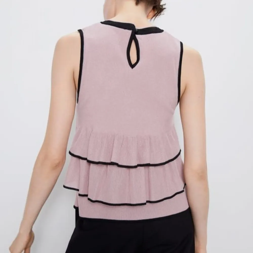 Zara Ruffle Knit Sparkle Sweater NWT - Image 2