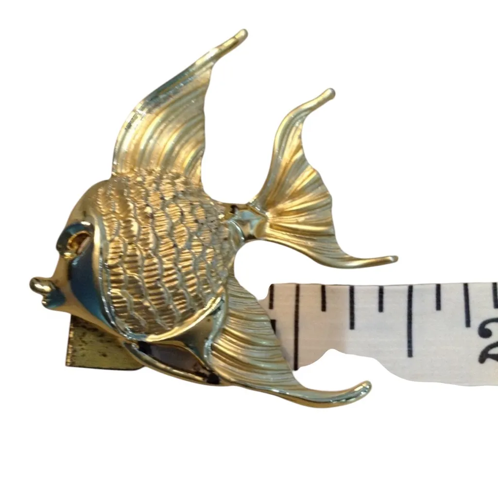 Brooch fish , mixed goldtone brushed and shiny Gold - Image 4