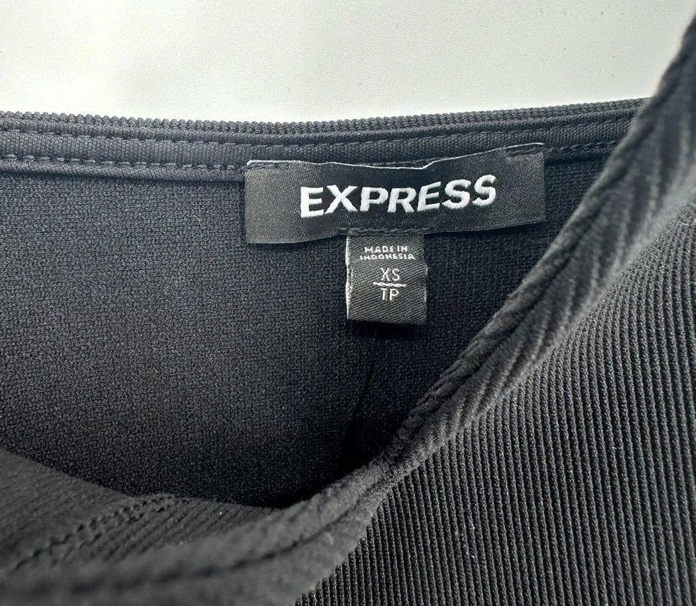 NEW Express V Wire One Piece Bodysuit Ribbed Thong Bottom Black Women's XS - Image 5