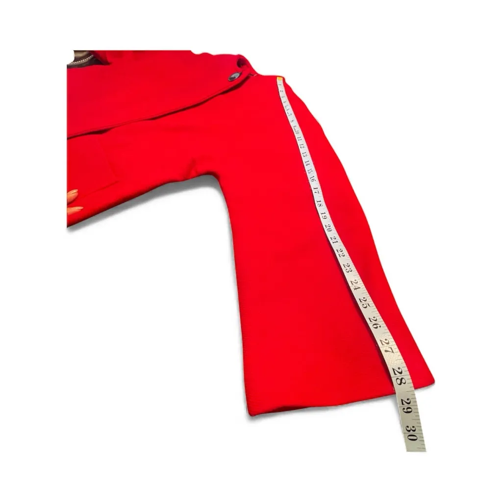 ZARA Red Mantego Wool Blend Midi Statement Coat A-Line Sz XLarge - Image 11