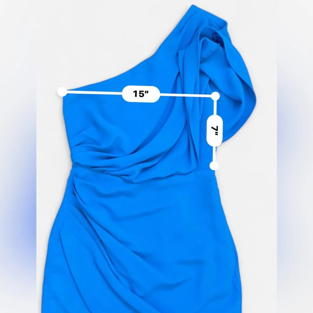 DO+BE Royal Blue One Shoulder Draped Mini Dress – Size Small - Image 6