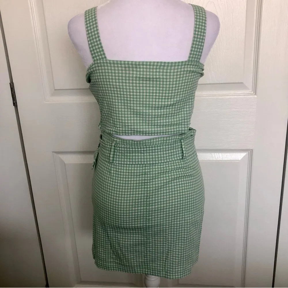 Mint Green Gingham Skirt Set Size S - Image 5