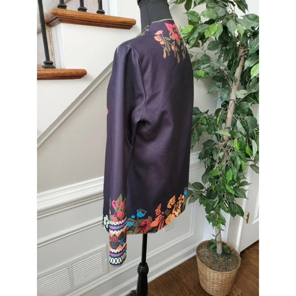 Misslook Floral Long Sleeve Casual Blazer Blue - Image 7