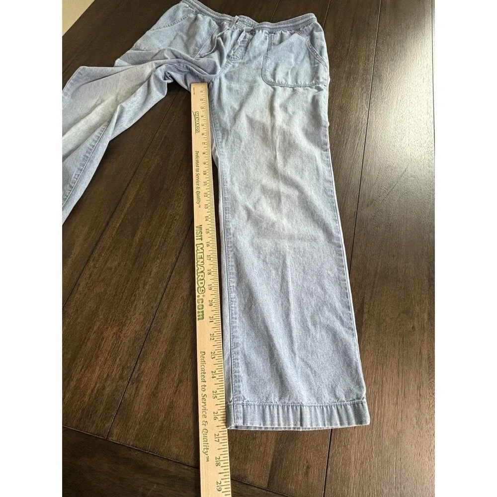 LL Bean Womens Sunwashed Canvas Cropped Pants Chambray 10 Petite Classic Fit Blue Size 10P - Image 4