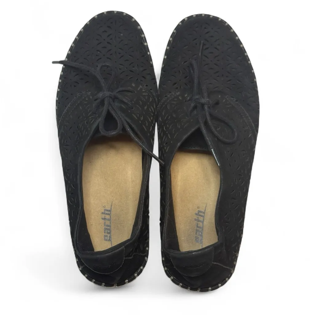 Earth Pax Oxfords Sneakers Shoes Black Perforated Suede Casual Lace Up Size 9 - Image 6