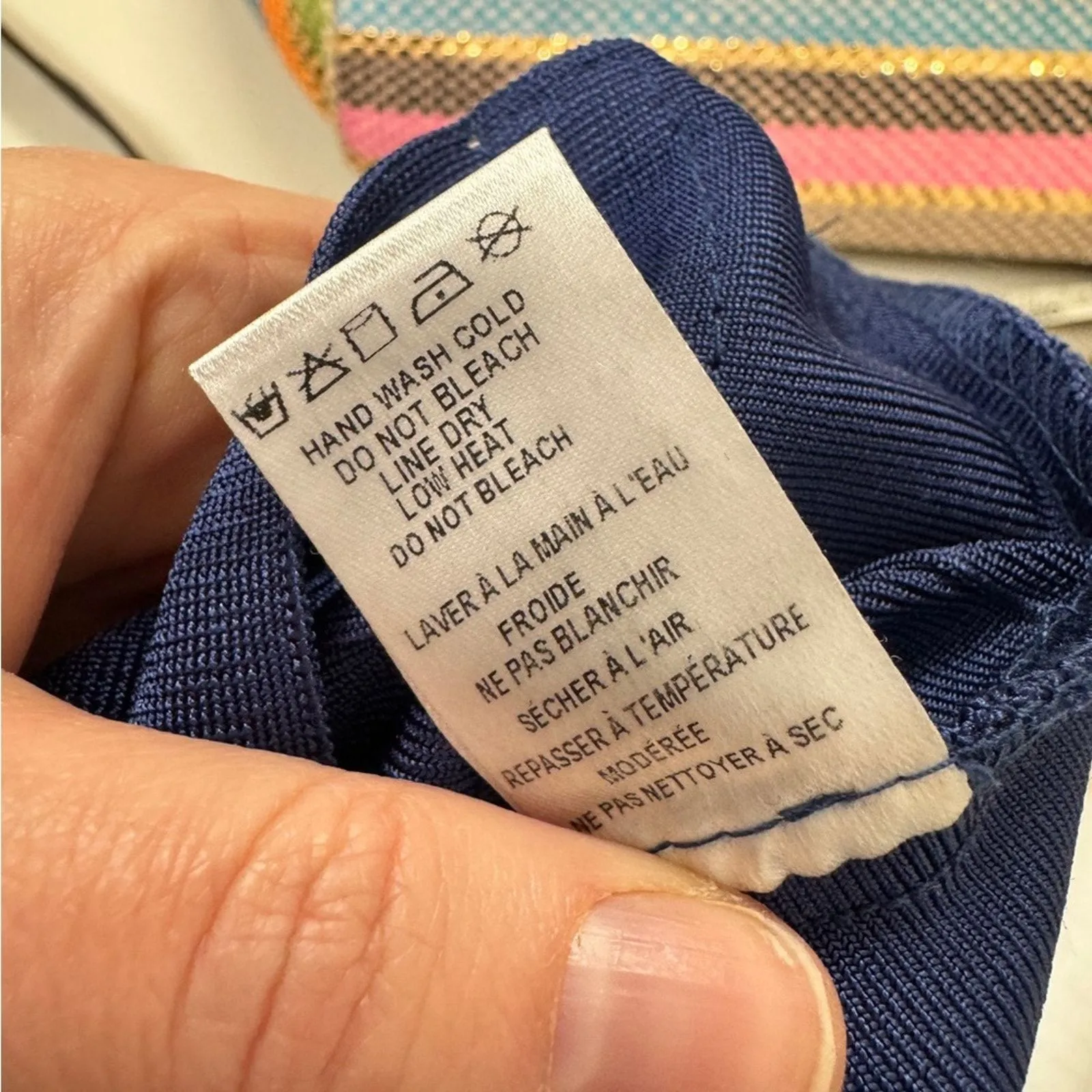 HD In Paris Anthro Blue Peach Bandage Skirt Womens XS Y2K Modest Twee Preppy - Image 8