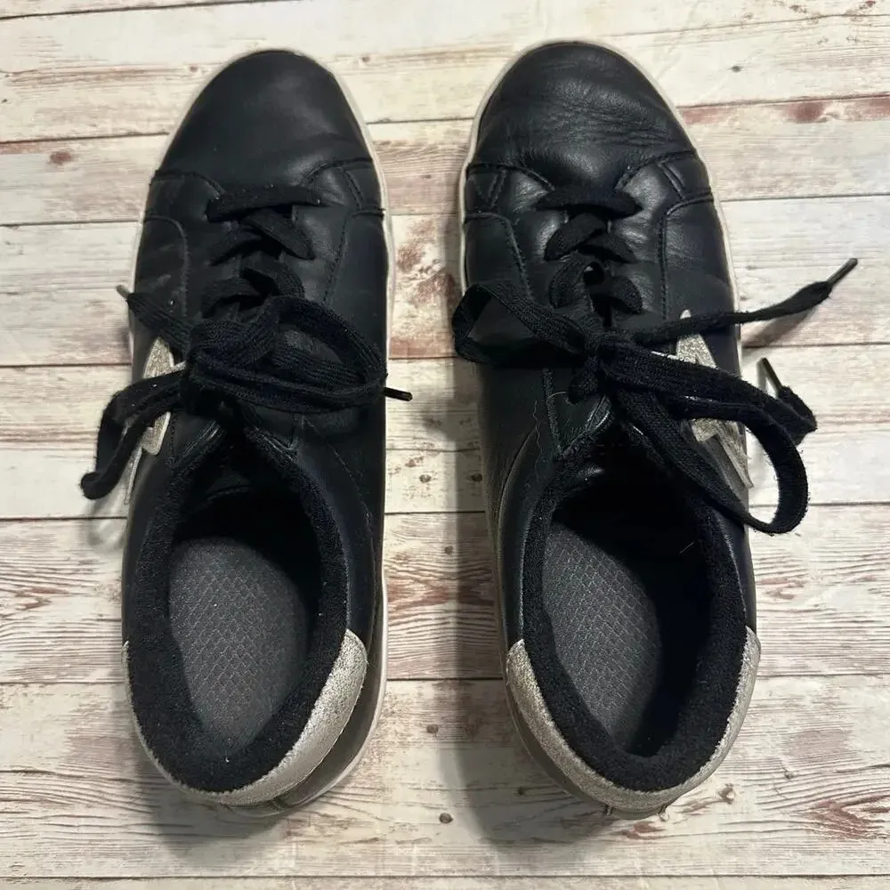 Skechers Black Fashion Sneakers Size 8 Silver Star Glitter Golden Goose Shoes - Image 4