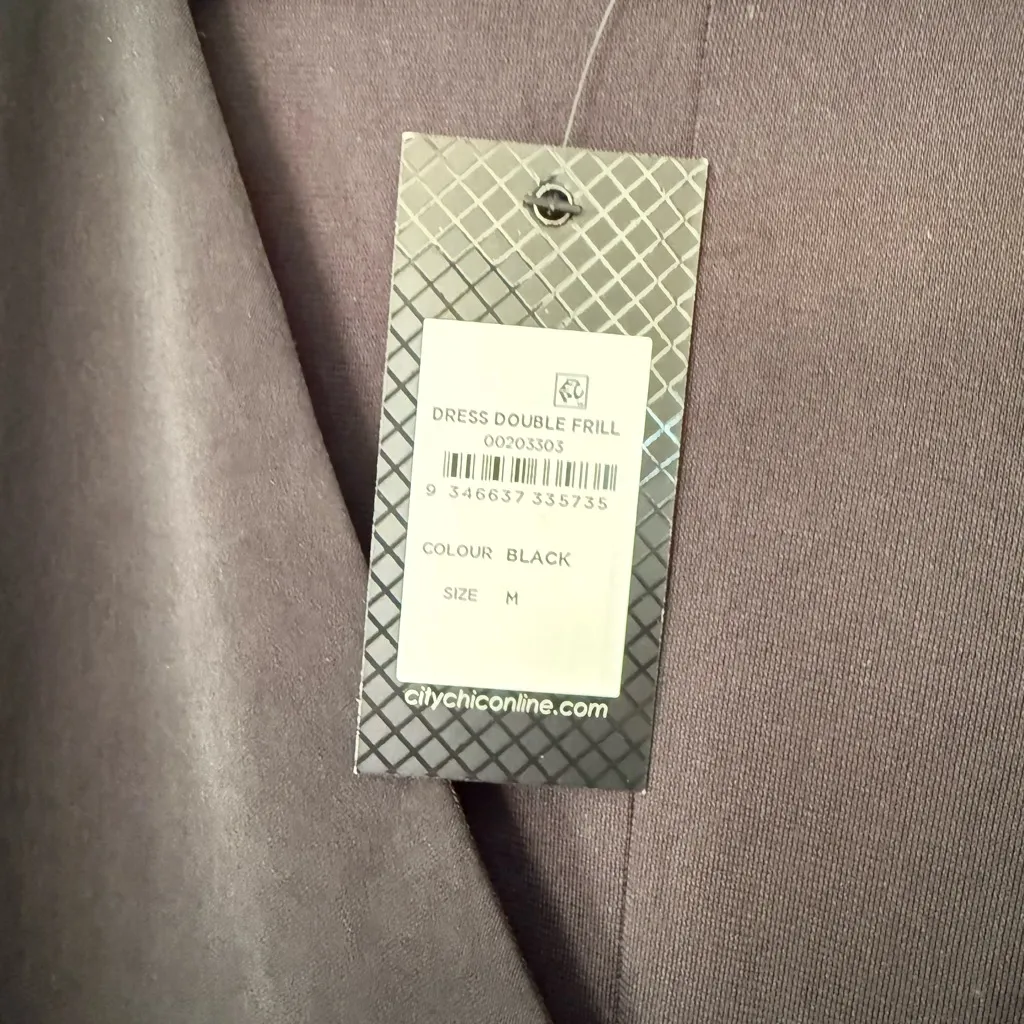 Women’s City Chic Shift Dress Double Frill Black Ruffles Formal Holiday Party 18 - Image 2