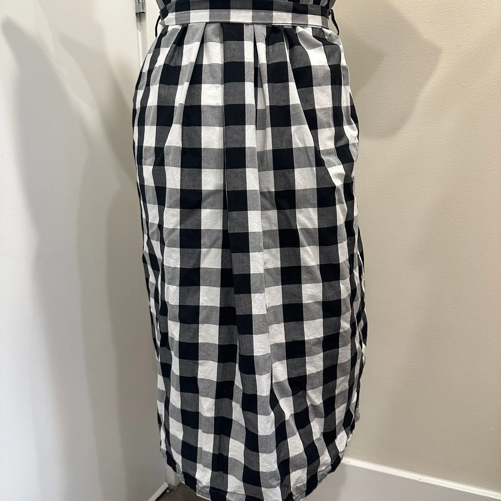 Kate Spade Broome Street Black White Gingham Belted Shirt Dress Preppy Coastal - Image 9