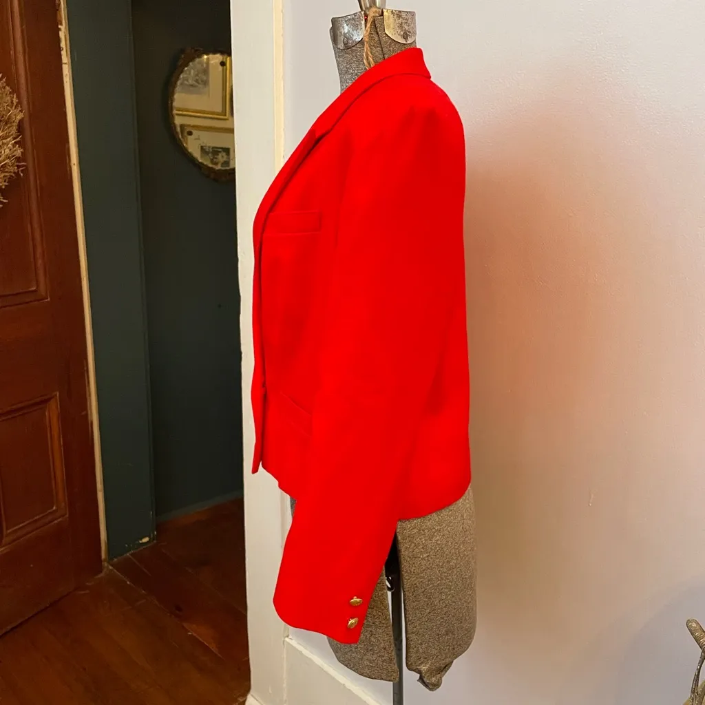 VNTG PENDLETON Virgin Wool Cherry Red Gold Button Double Brested Blazer Sz S - Image 7