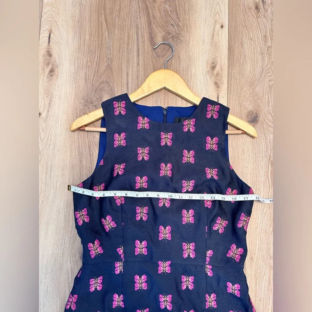 NWT J. Crew Sheath Dress in Butterfly Jacquard Navy / Pink Size 4 - Image 13