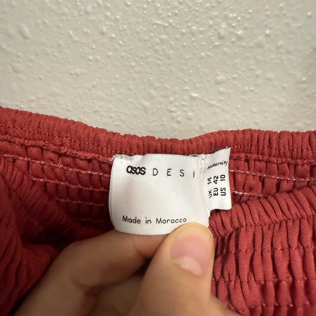 ASOS DESIGN Maternity balloon sleeve midi dress in dark pink Size 10 Red - Image 3