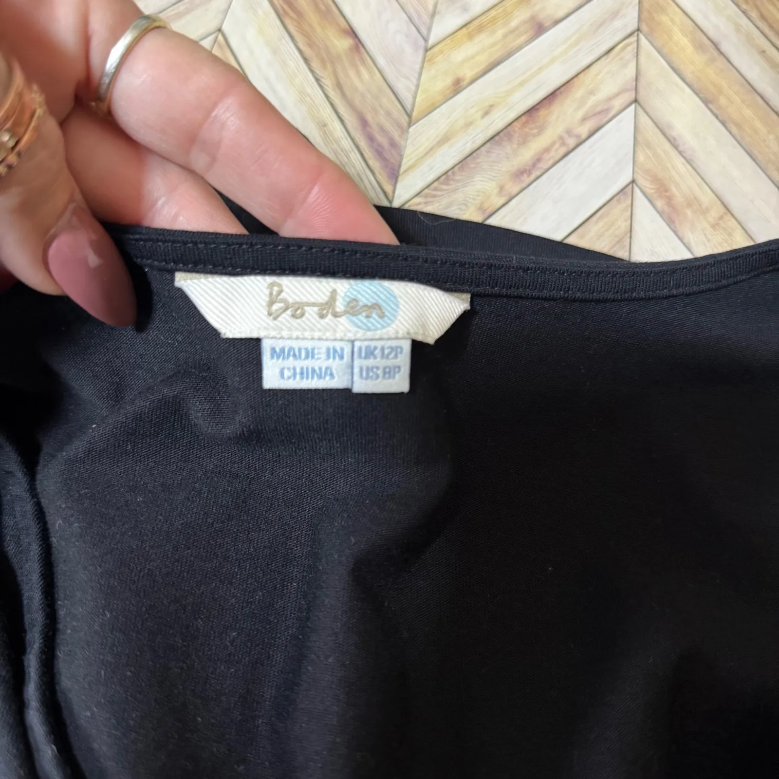 Boden Cressida Jersey Knit Black Dress 3/4 Sleeve Wrap Front 8P LBD Capsule Soft - Image 2