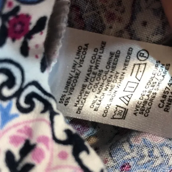 Loft Fluid Wide Leg Crop Pants in Medallion Linen Blend ladies size medium - Image 14