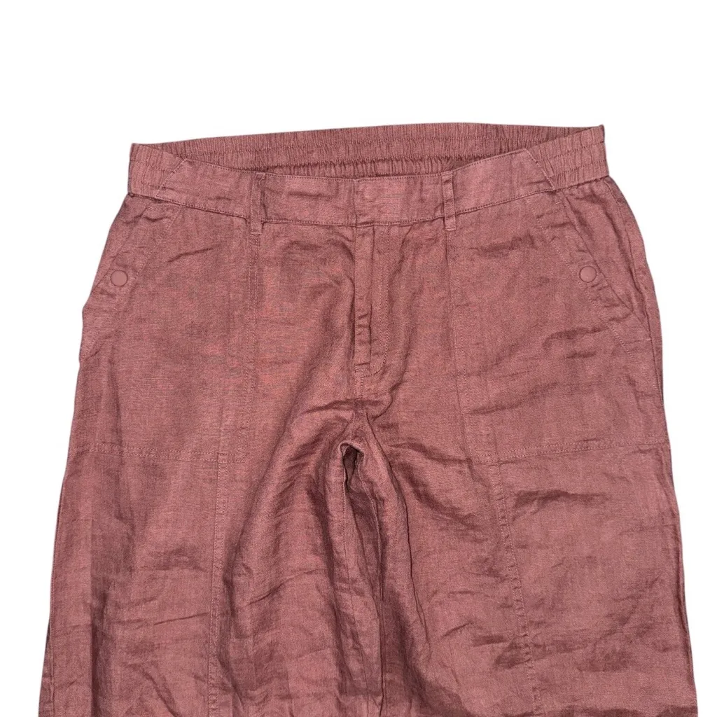Athleta Cabo Retreat Linen Pants Womens 14 TALL Hearth Rose Relaxed Fit Wide Leg - Image 4