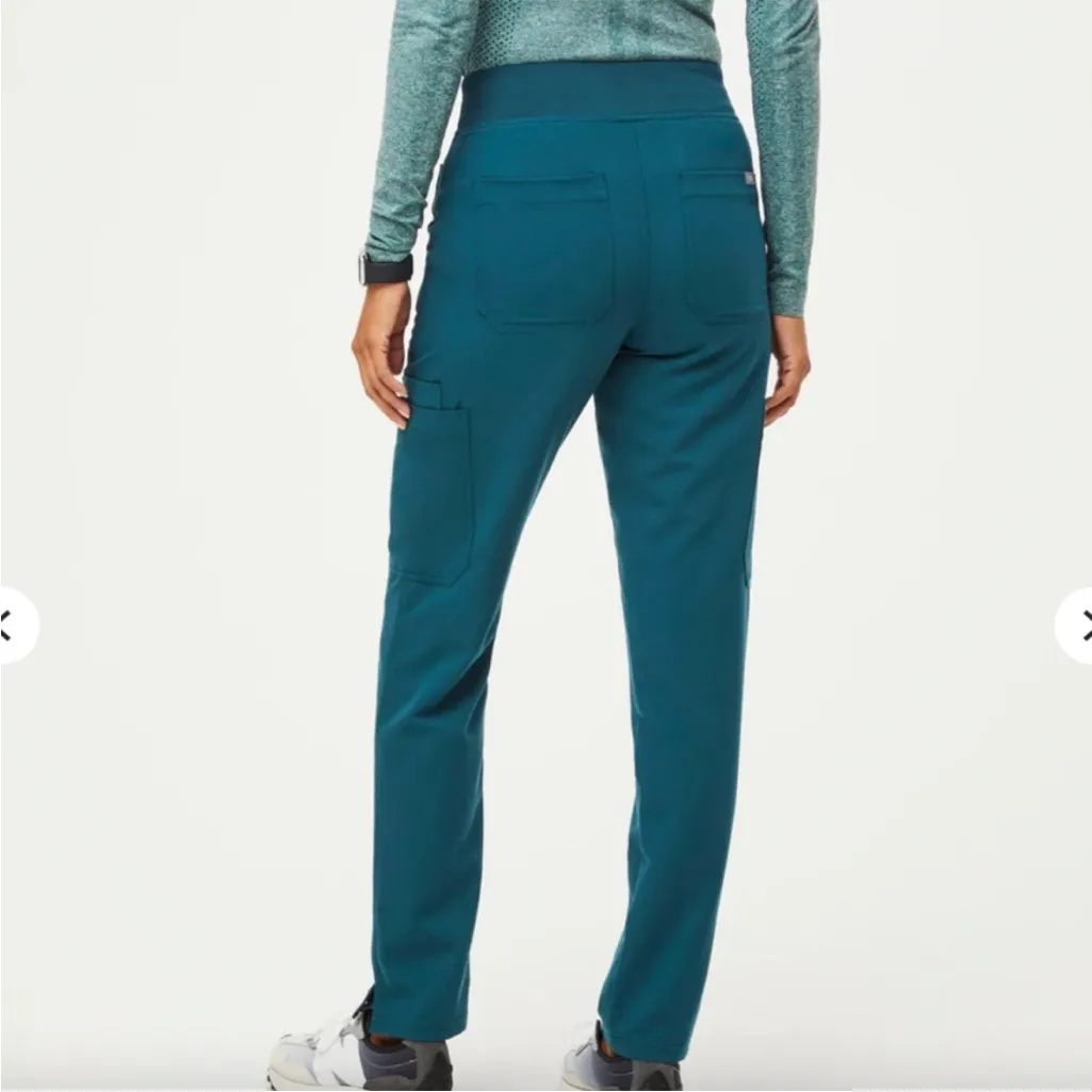Womens New Figs High Waisted Yola W Yoga Scrub Pants Caribbean Blue 5XLR - Image 3