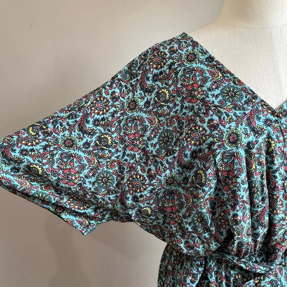 Bobeau Blue Floral Waist Tie Midi Dress Size 2X - Image 8