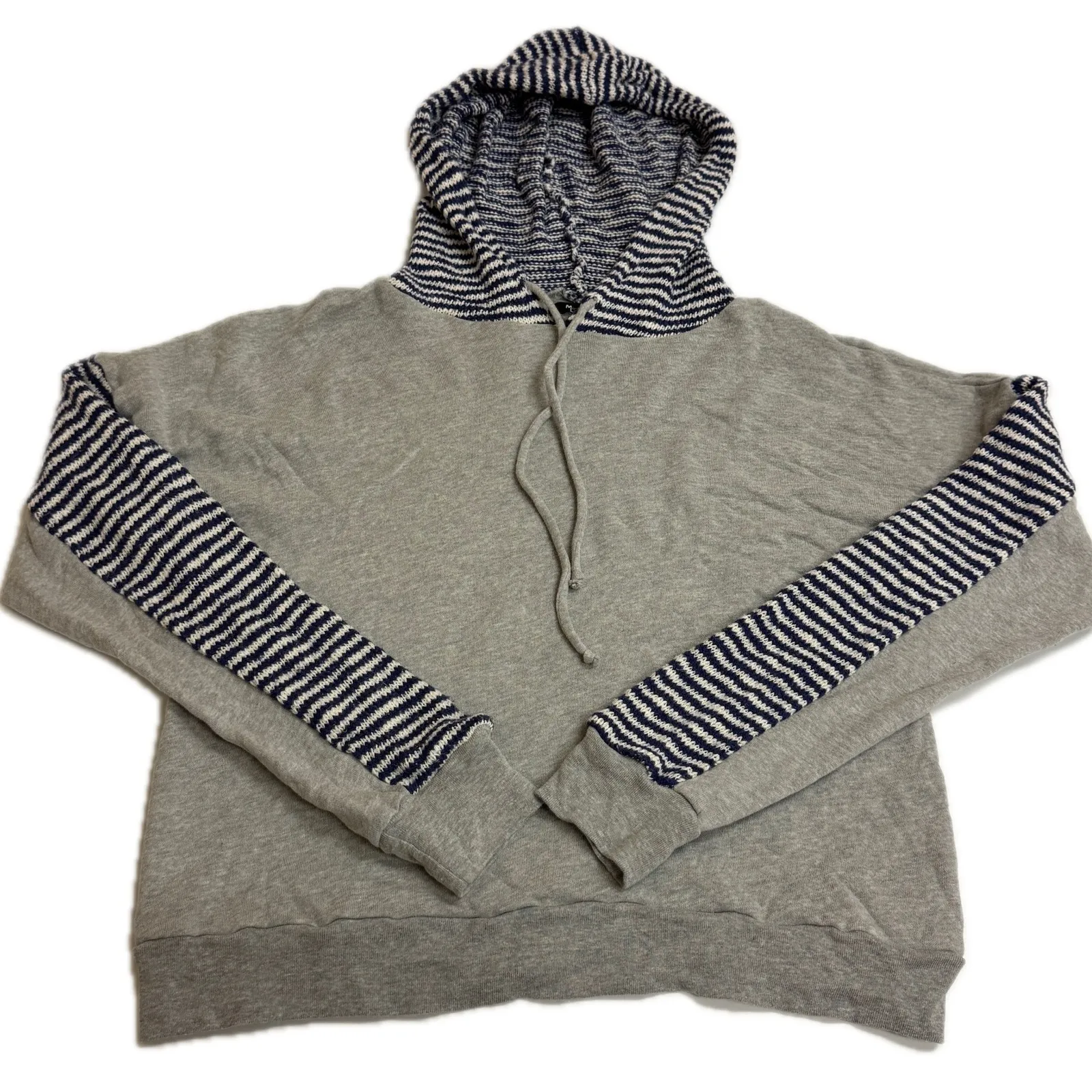 Michael Lauren Hoodie Womens Small Grey Knit Sweater Striped Pullover - Image 1