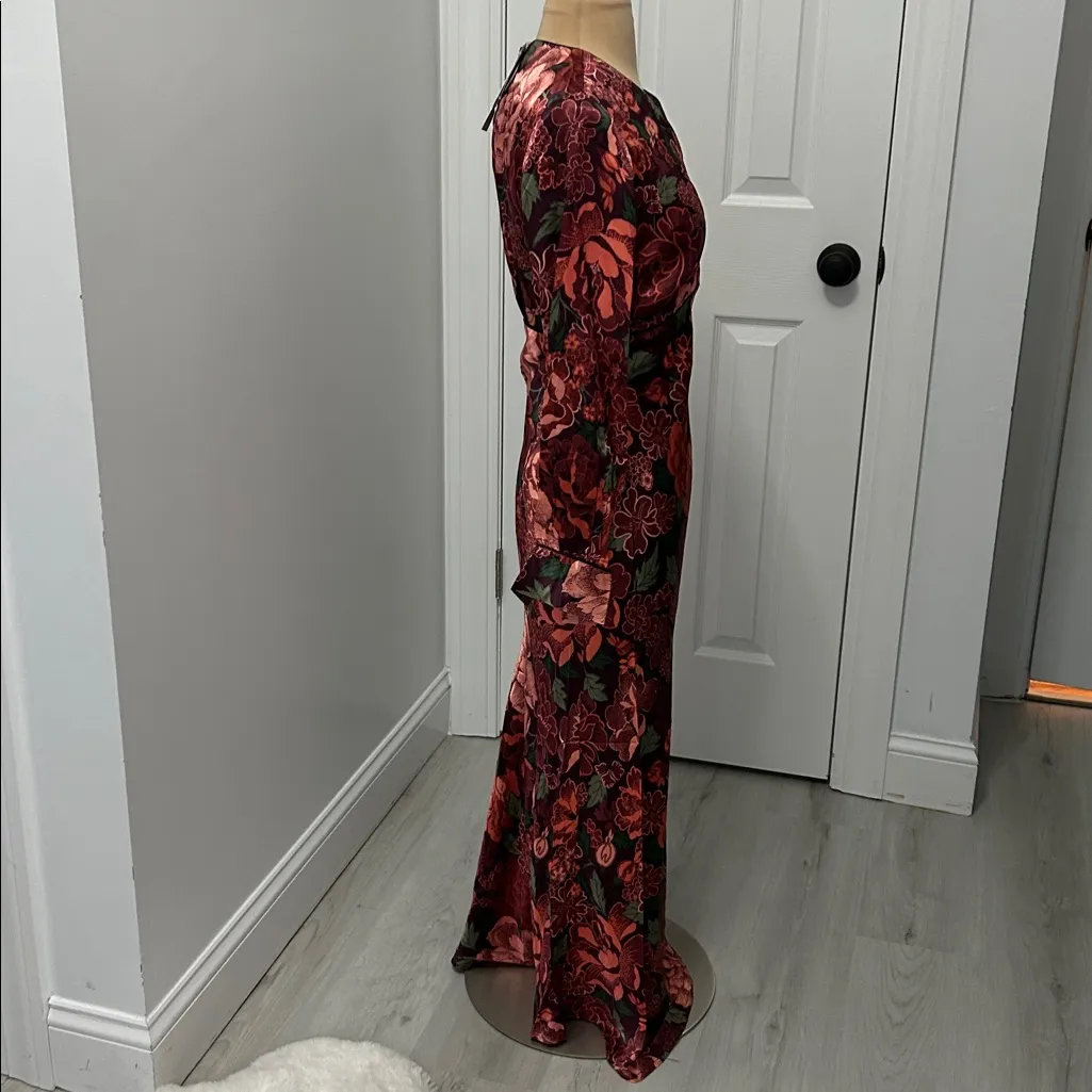 Topshop Satin Floral Long Sleeve Maxi Dress - Image 4