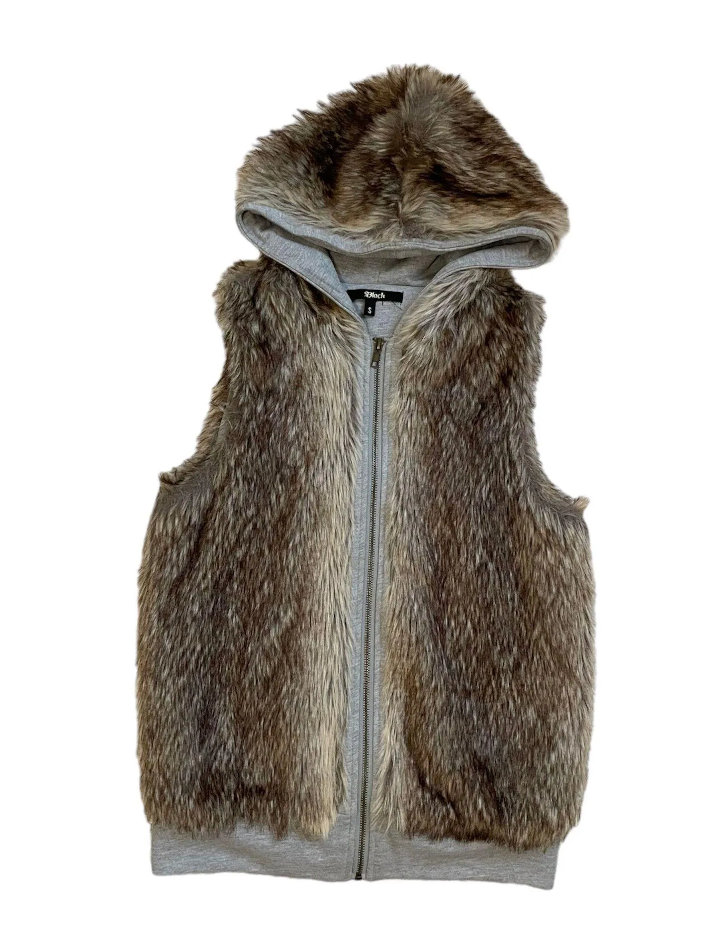 Y2k Faux fur furry hooded vest Gray - Image 6
