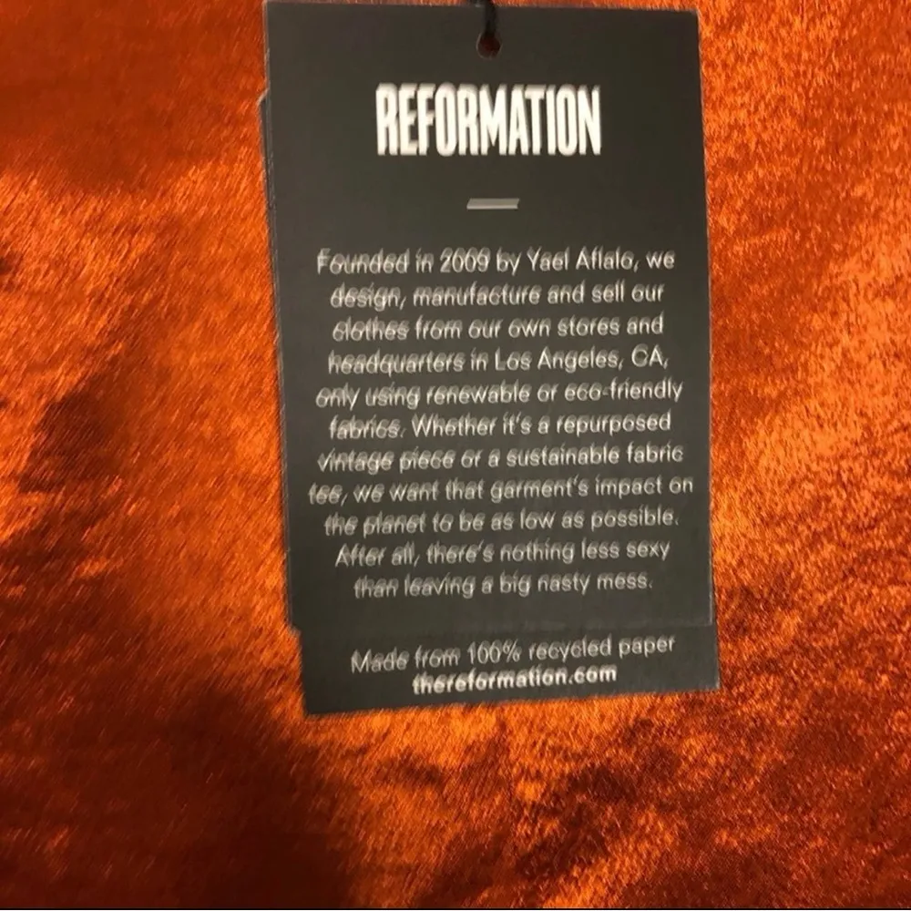 REFORMATION NEW Burnt Orange Satin Romper Size 4 Petite - Image 6