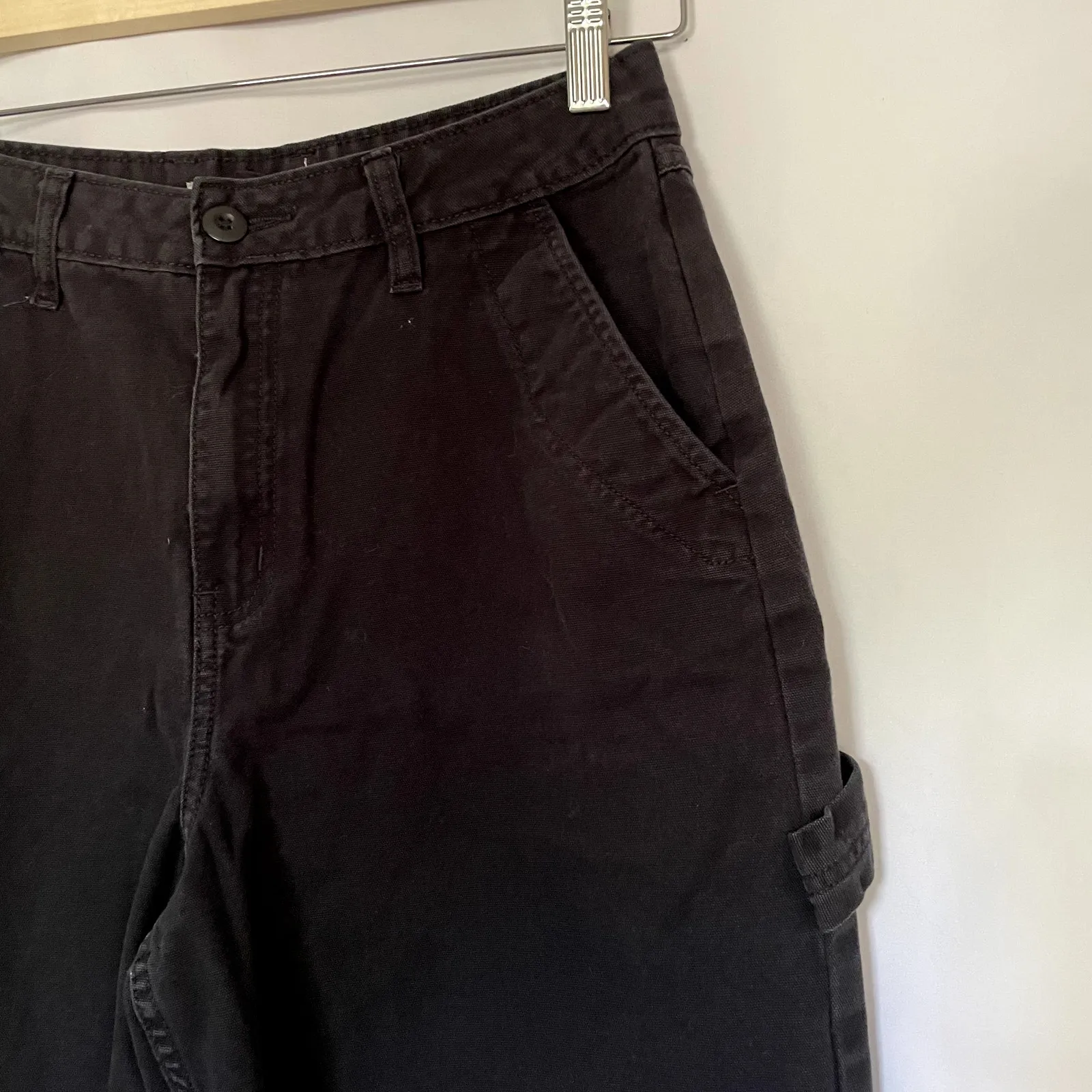 Vans black jeans cargo pockets women's size 28 cotton casual skateboarding - Image 2