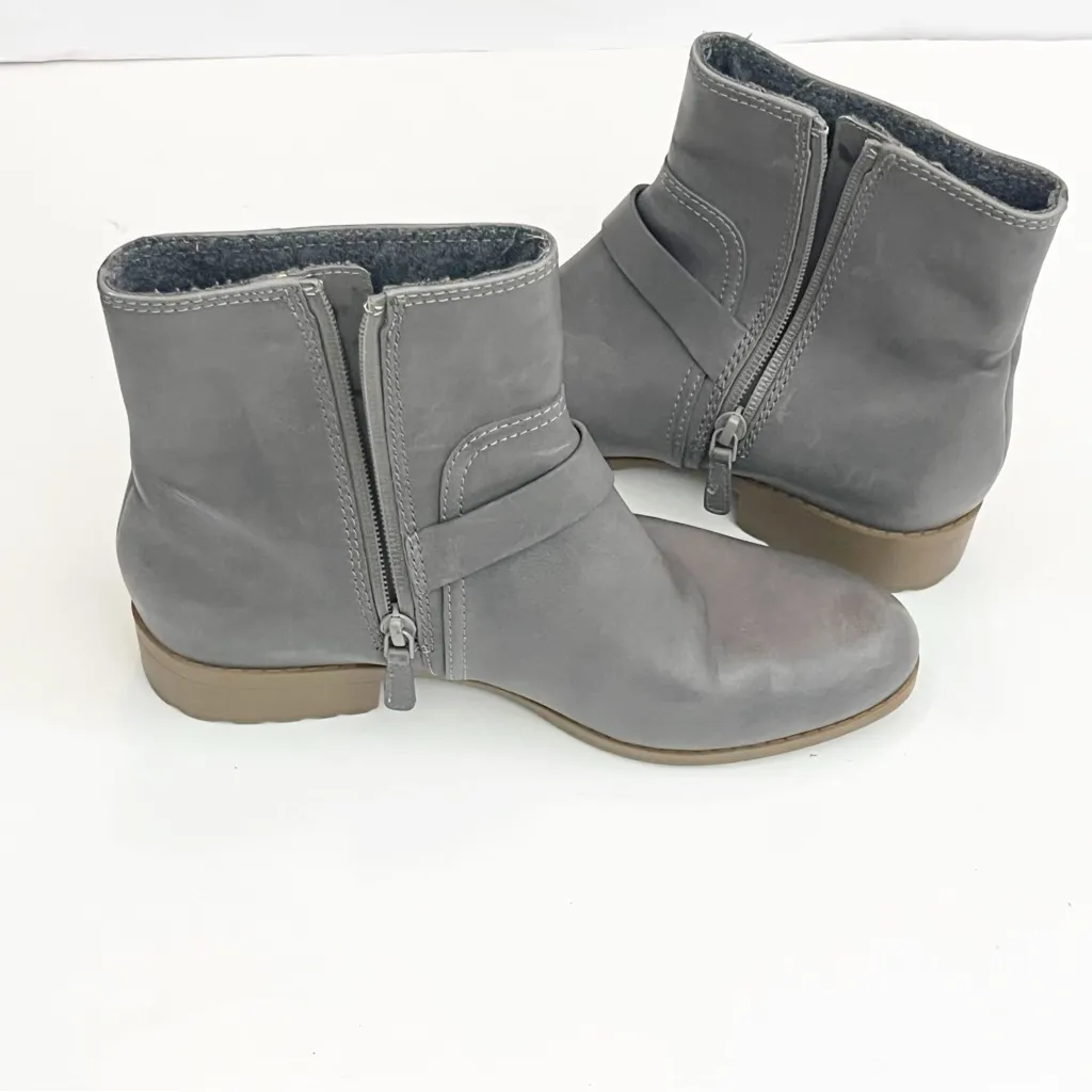 COLE HAAN Huntley Leather Waterproof Gray Side Zipper Women’s Booties Size 8 - Image 4