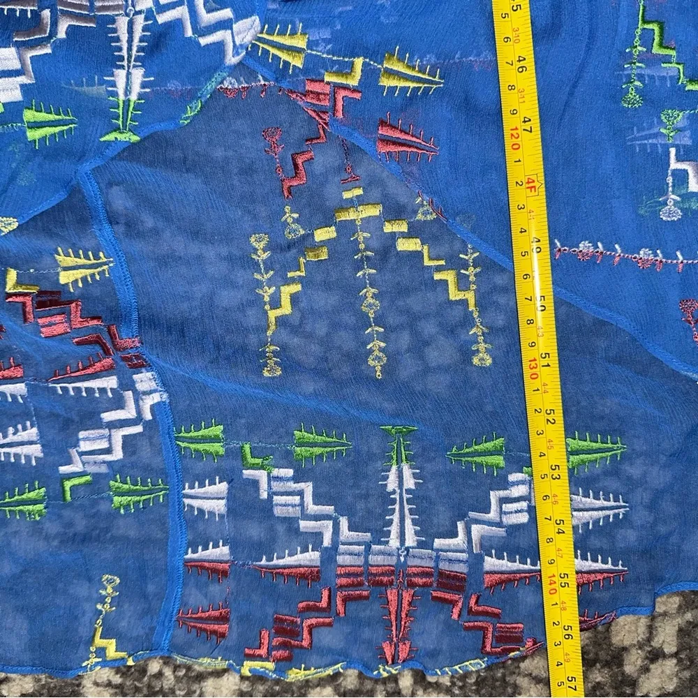 Twelfth Street Cynthia Vincent S Blue Aztec Ruffle Hem Halter Neck Maxi Dress - Image 9