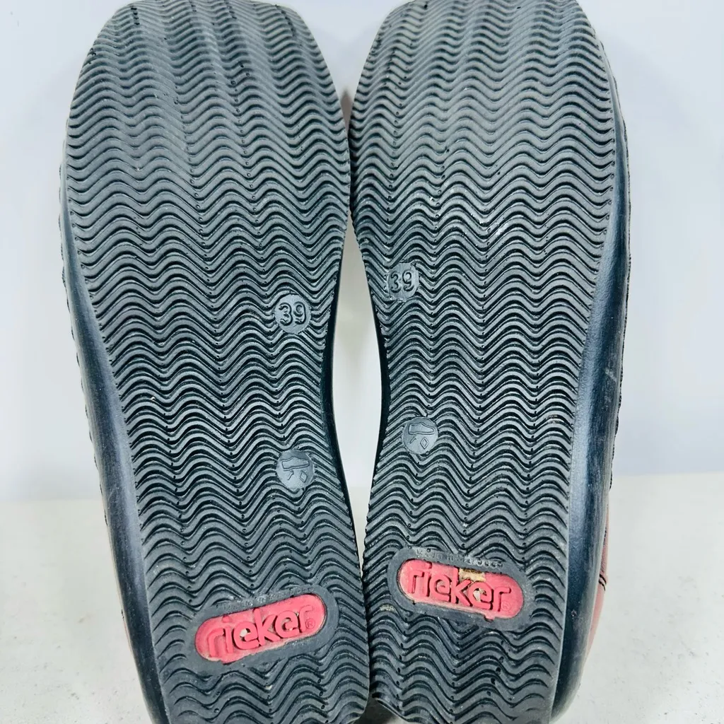 Rieker Womens Shoes Celia Size 8 EUR 39 Red Leather Slip On Loafer - Image 7