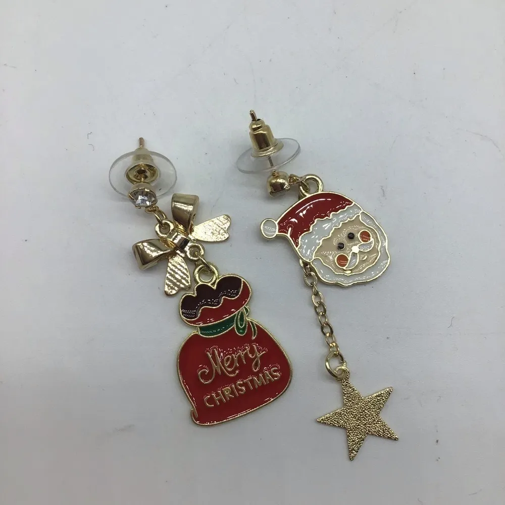 New Christmas SantaClaus gift bag fashion earrings Red - Image 11